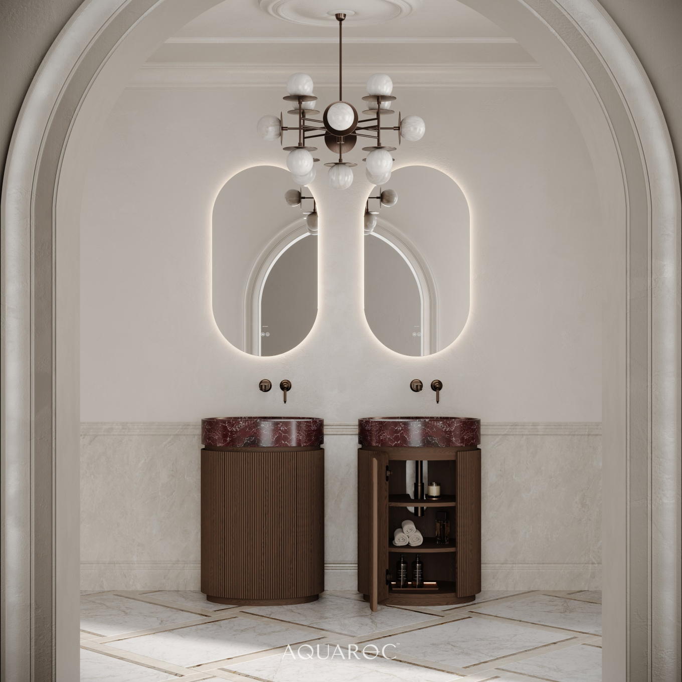 Rotunda Fluted Vanity Unit 600mm Espresso Oak